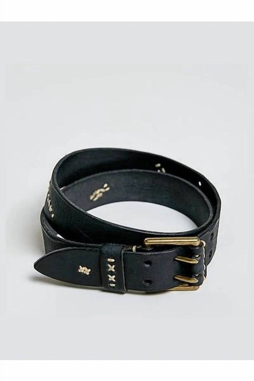 NEW POL women's night trail leather belt in black